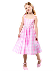 Rubies Barbie Movie Perfect Day dress with belt offers comfortable play-ready styling.