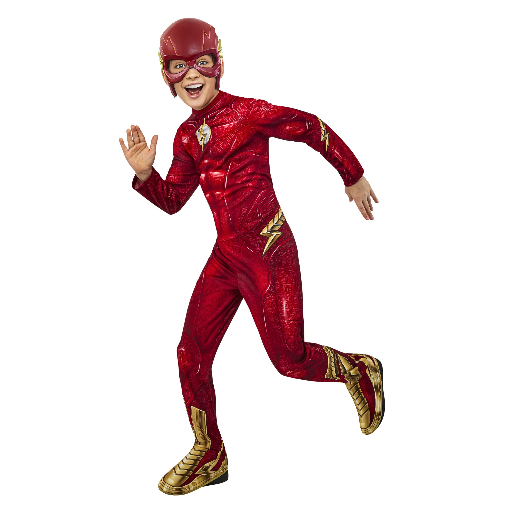 Rubies The Flash costume jumpsuit and mask in medium for imaginative play and themed events.