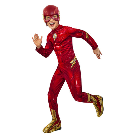 Rubies The Flash costume jumpsuit and mask in medium for imaginative play and themed events.
