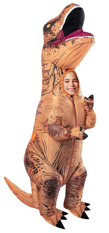 Rubies Original T-Rex inflatable costume, front view for kids, ideal for Halloween adventures