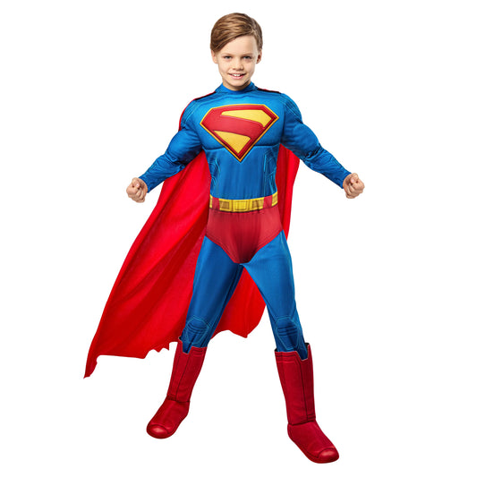 Rubies Superman 2025 jumpsuit front view for kids costume