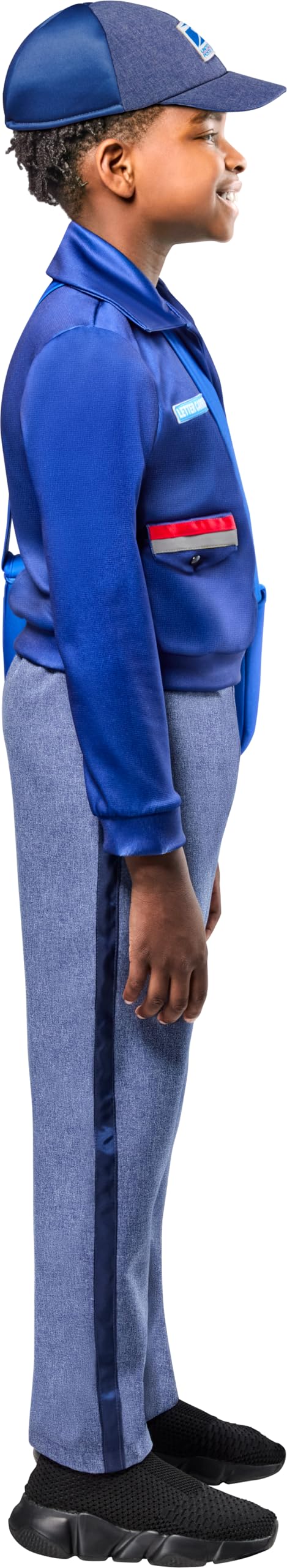 Rubies USPS patches and zipper details for realistic styling.