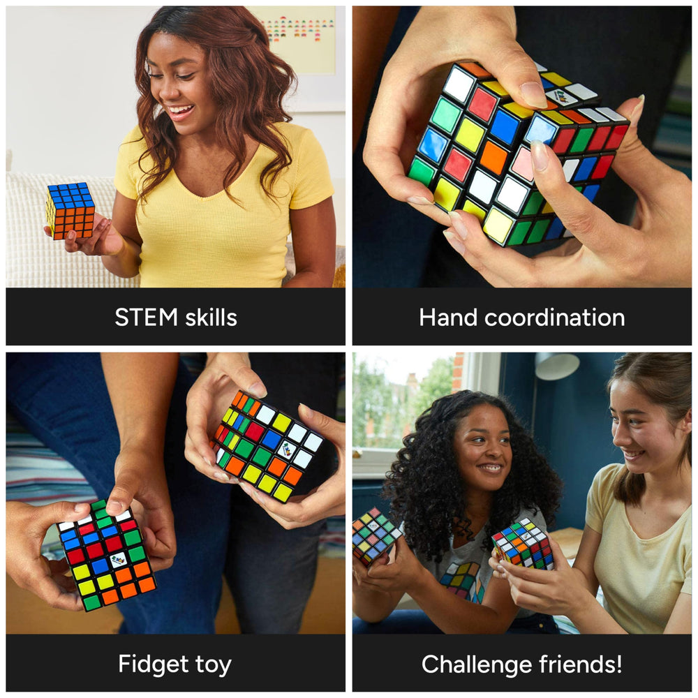 Rubik's 4x4 center pieces in motion during solving illustrate depth.