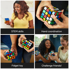 Rubik's 4x4 center pieces in motion during solving illustrate depth.