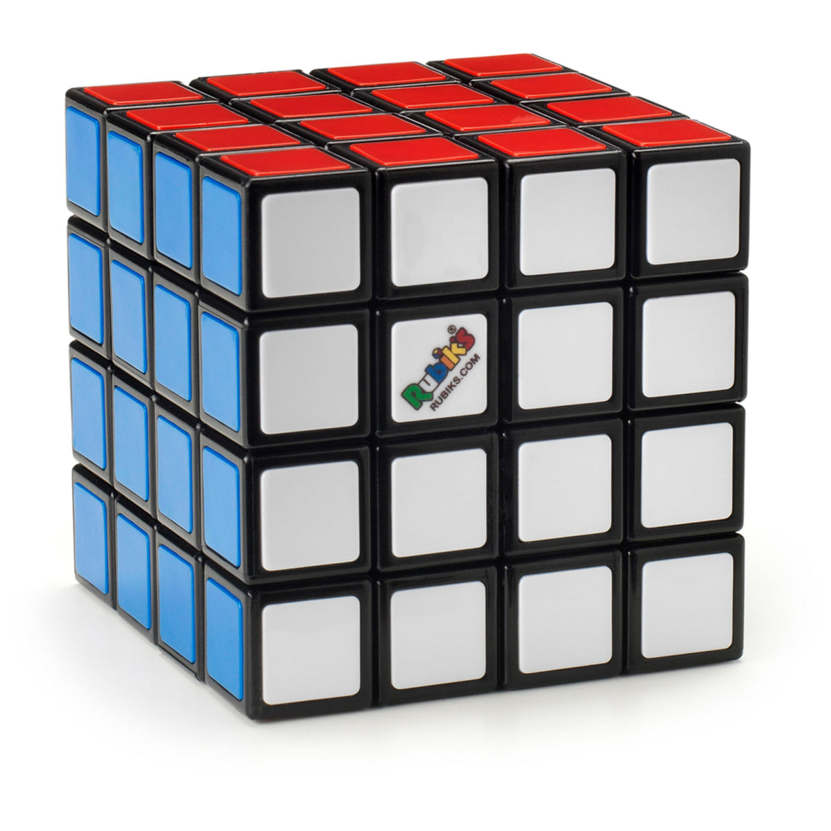 Rubik's 4x4 cube close-up showing colorful stickers for tactile engagement and focus.