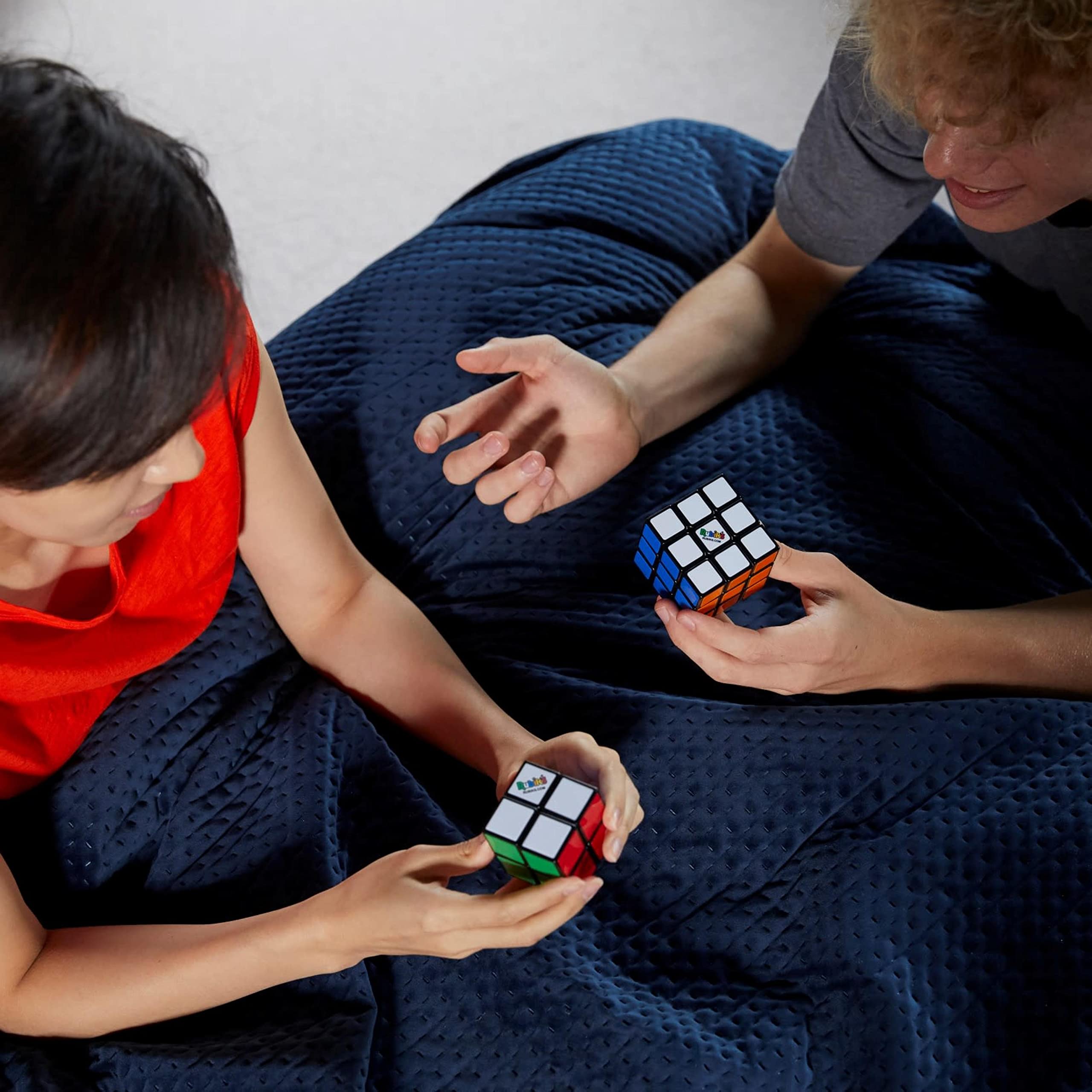 Rubik's Advanced 3x3 cube move close-up, smooth turning for satisfying twists.