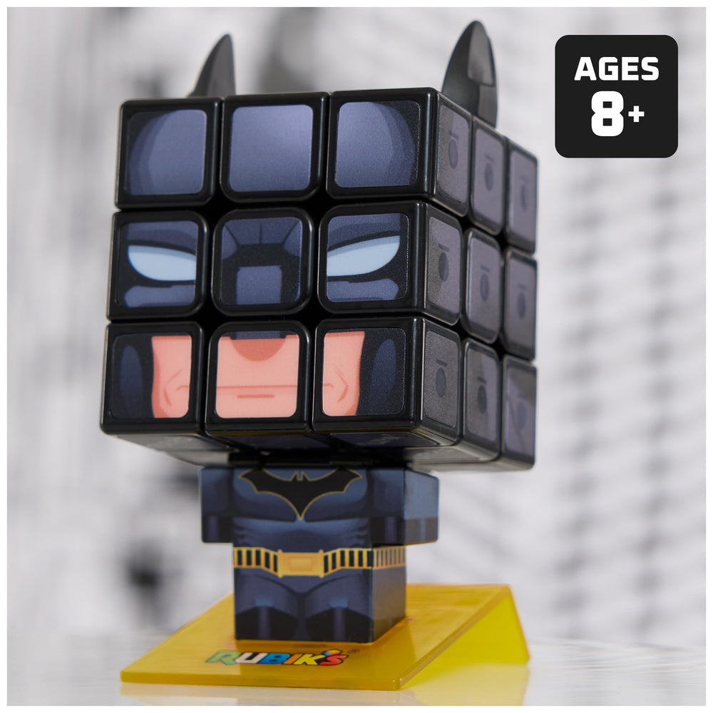 Rubik’s Batman Cuber solved display showing head pieces.