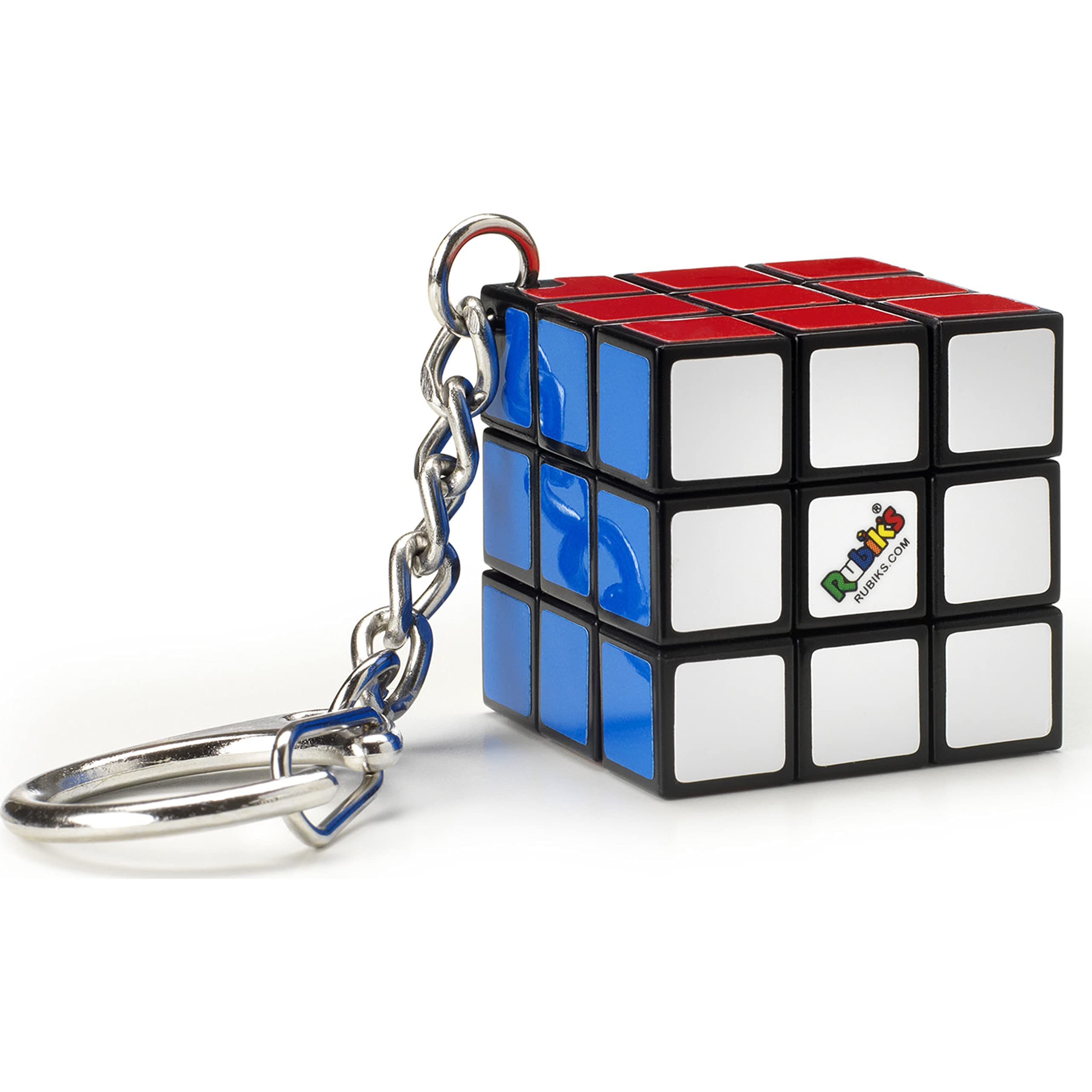 Rubik's Cube 3x3 key ring with a colorful puzzle front view for on-the-go play.
