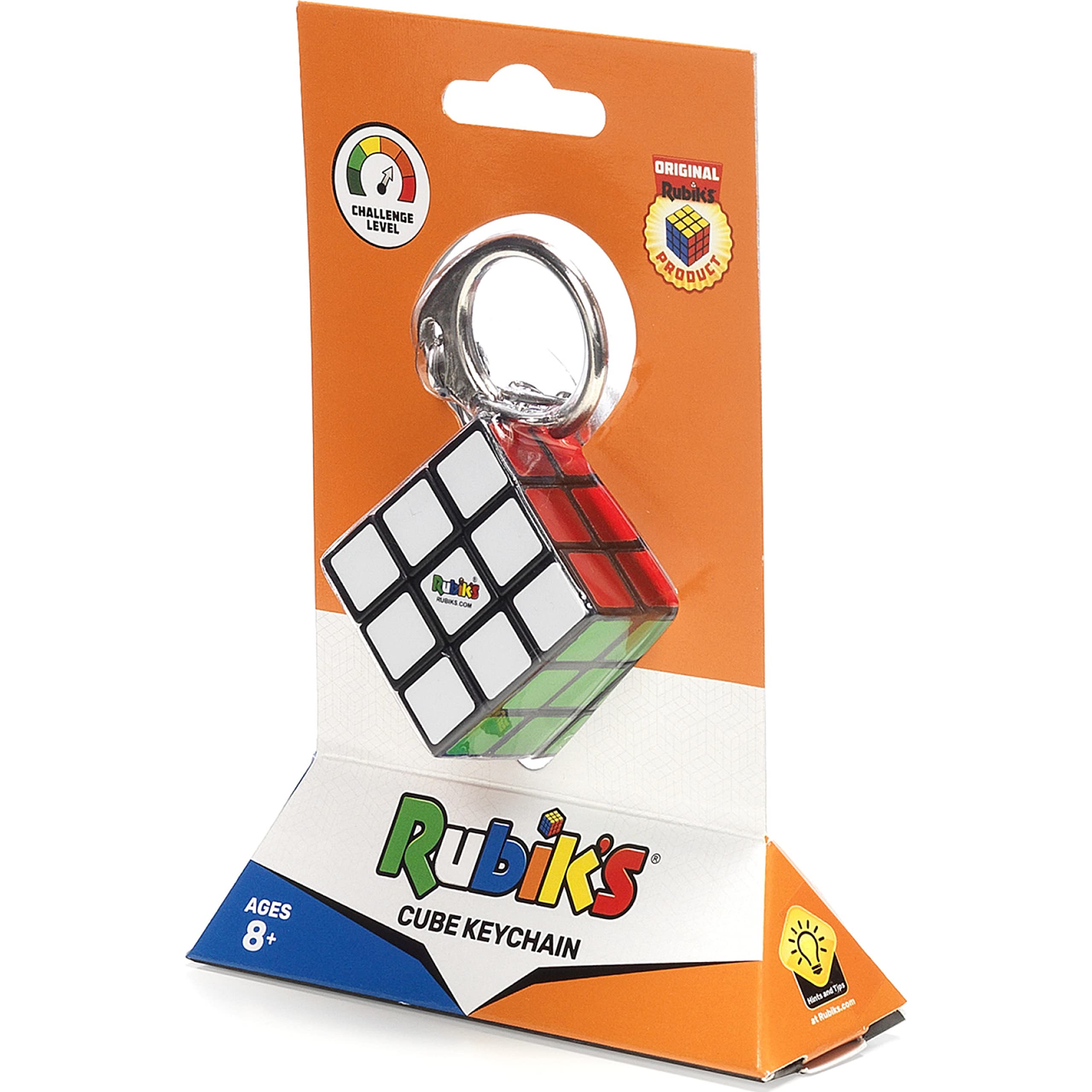 Rubik's Cube 3x3 key ring is suitable for ages 8 and up, great for kids.