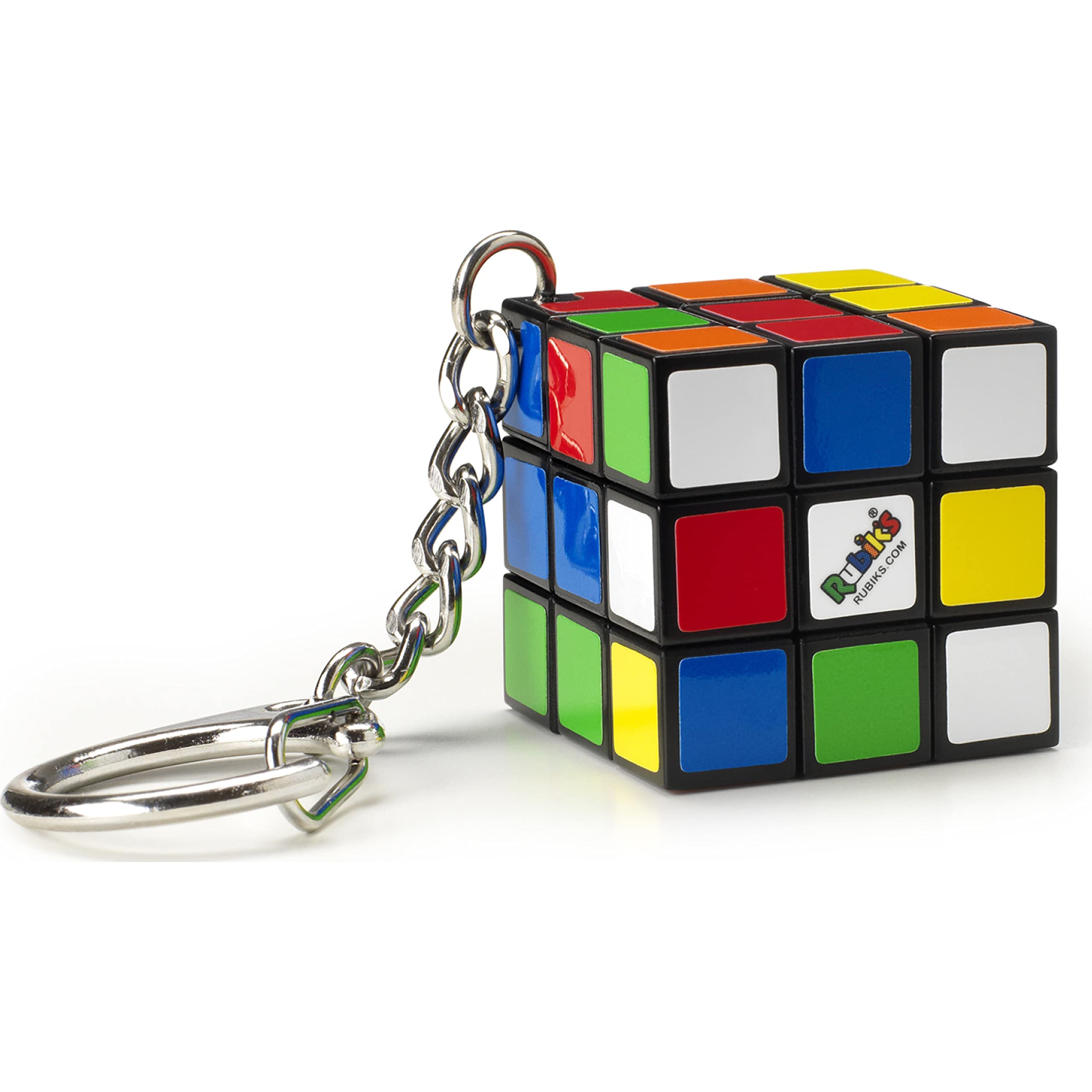 Rubik's Cube 3x3 key ring shows a smooth-turn action for satisfying solves.