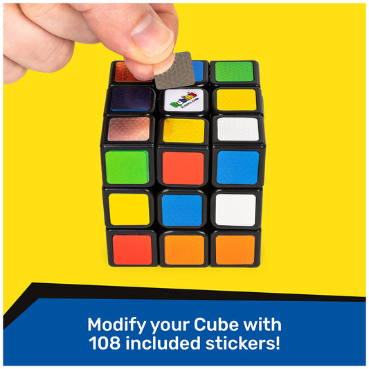 Rubik's Cube with metallic embossed stickers for customization.