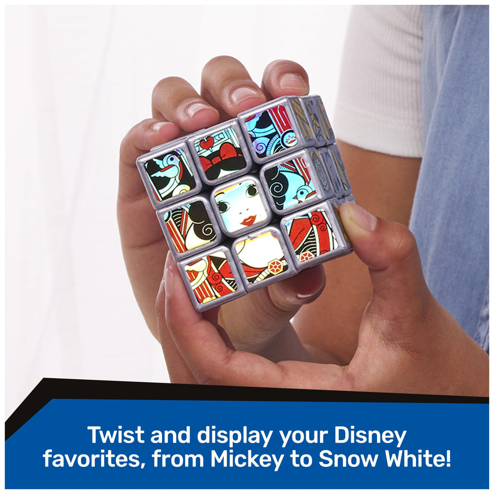 Rubik’s Disney100 Platinum 3x3 cube with character imagery, a perfect desk-fidget for focus.