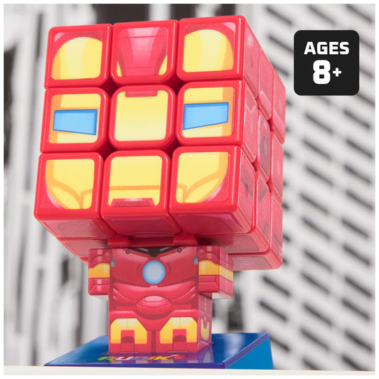 Rubik's Iron Man Cuber head attachment in use for display reveal