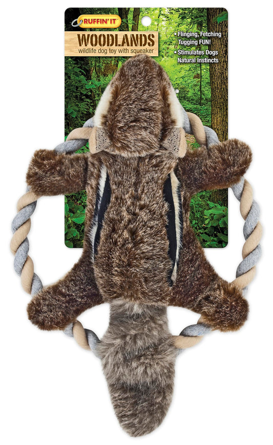 RUFFIN' IT Rhode Island Woodlands Chipmunk toy rope ring close-up for interactive play