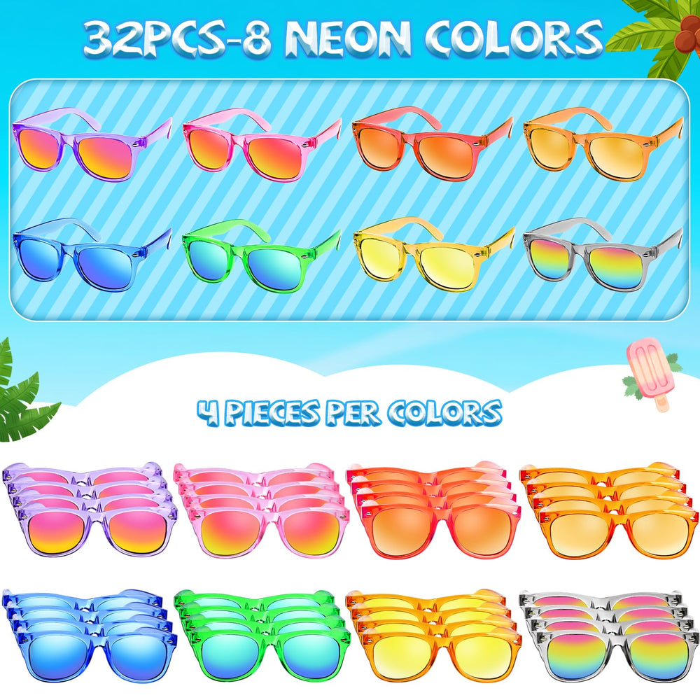 Rugort neon kids sunglasses in eight colors for vibrant party gear.
