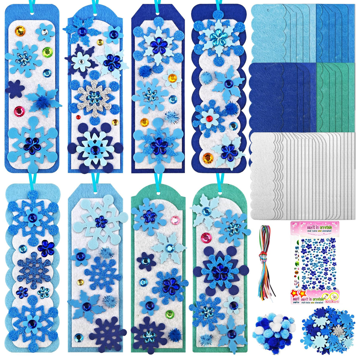 Ruicnte snowflake bookmark kit with 3D designs ready for holiday reading.