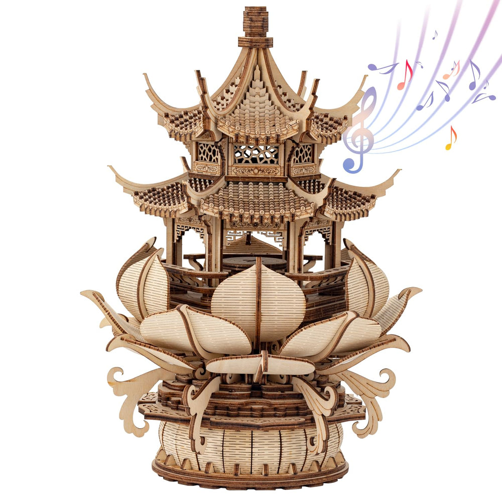 RUIFAM 3D Lotus Pavilion puzzle ready for immersive adult assembly.