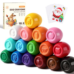 RuiHawk Egg Crayons in 16 colors ideal for tiny hands and vibrant art.