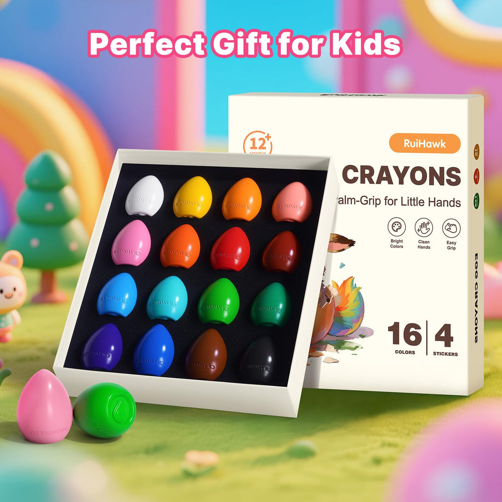 RuiHawk washable, non-toxic crayons clean easily from skin and fabrics.