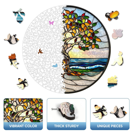 Ruikiyart tree of life design highlighting unique shaped pieces for a challenging solo activity.