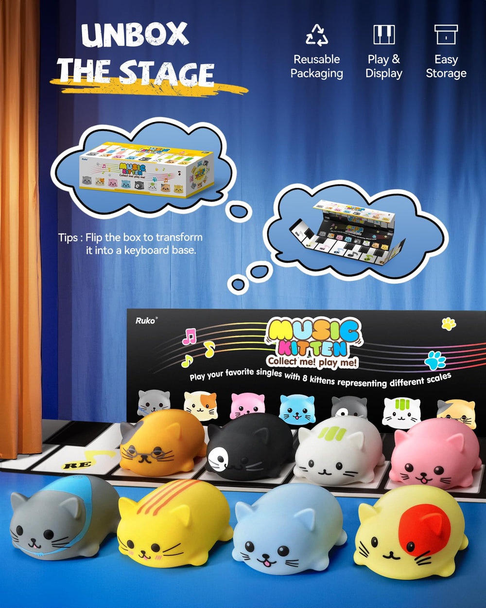 Ruko 1701 eight kitten pianos enable collaborative family music time