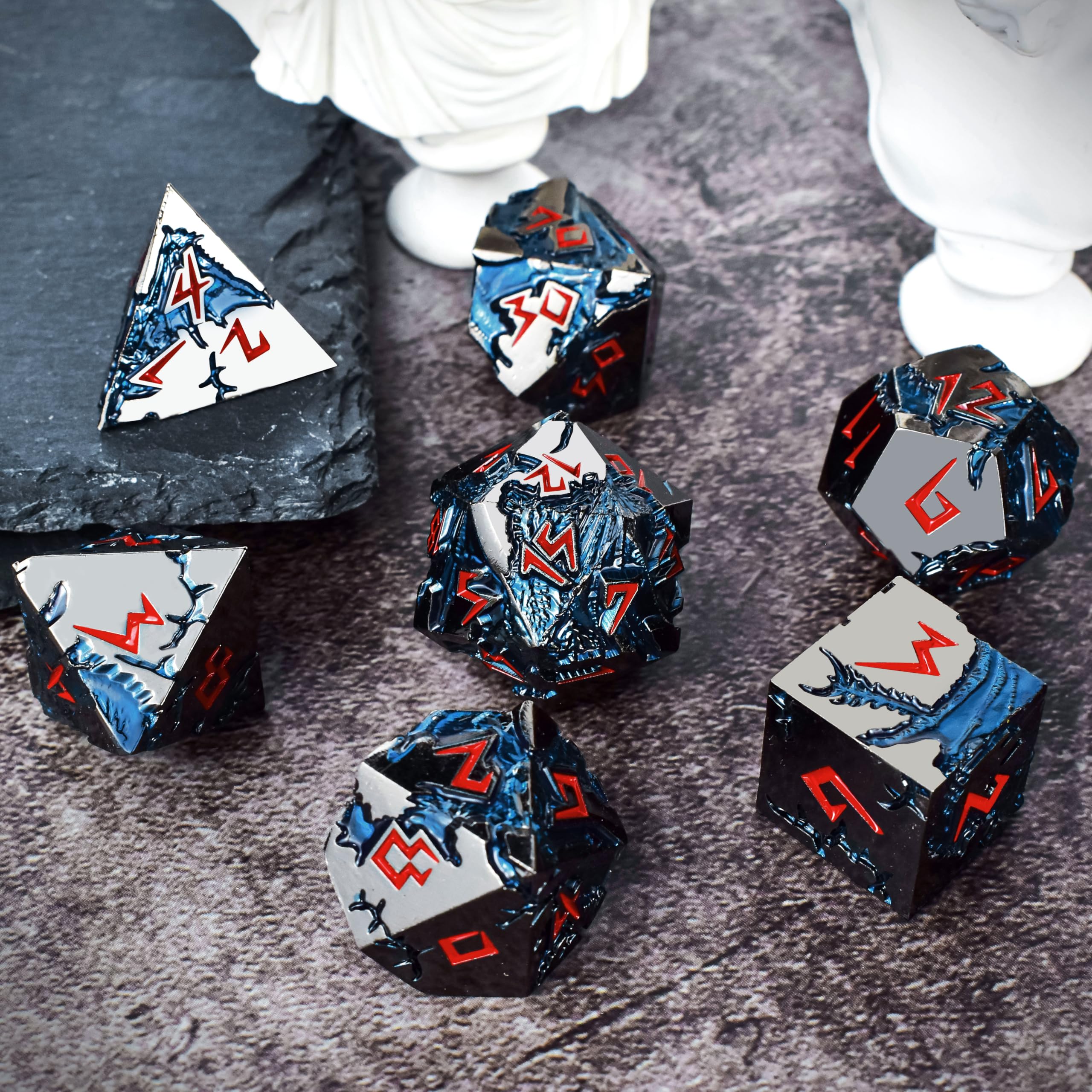 Rule Dice metal box with foam keeps dice protected.