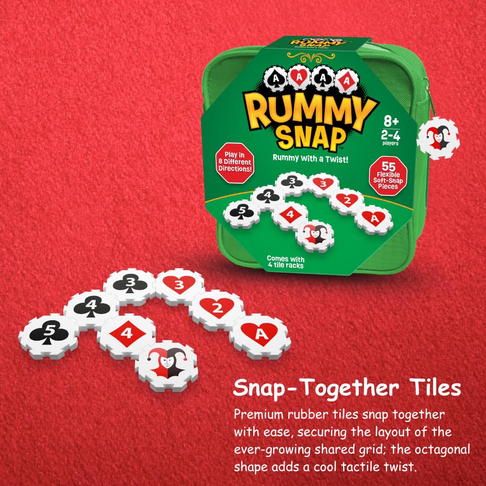 Rummy Snap soft-snap tiles feel premium and snap securely as you build the grid.