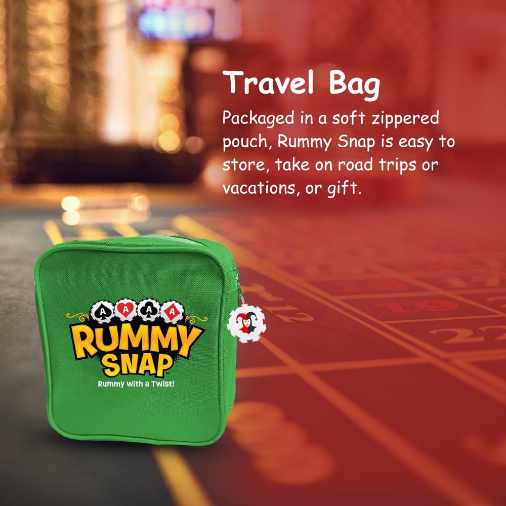Rummy Snap travel bag keeps everything portable for trips and on-the-go gaming.