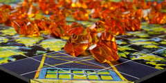 Runaway Parade Fire Tower Deluxe custom meeples bring the crew to life.