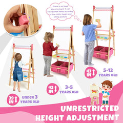 Rundad Height-Adjustment Easel grows with your child for comfortable drawing