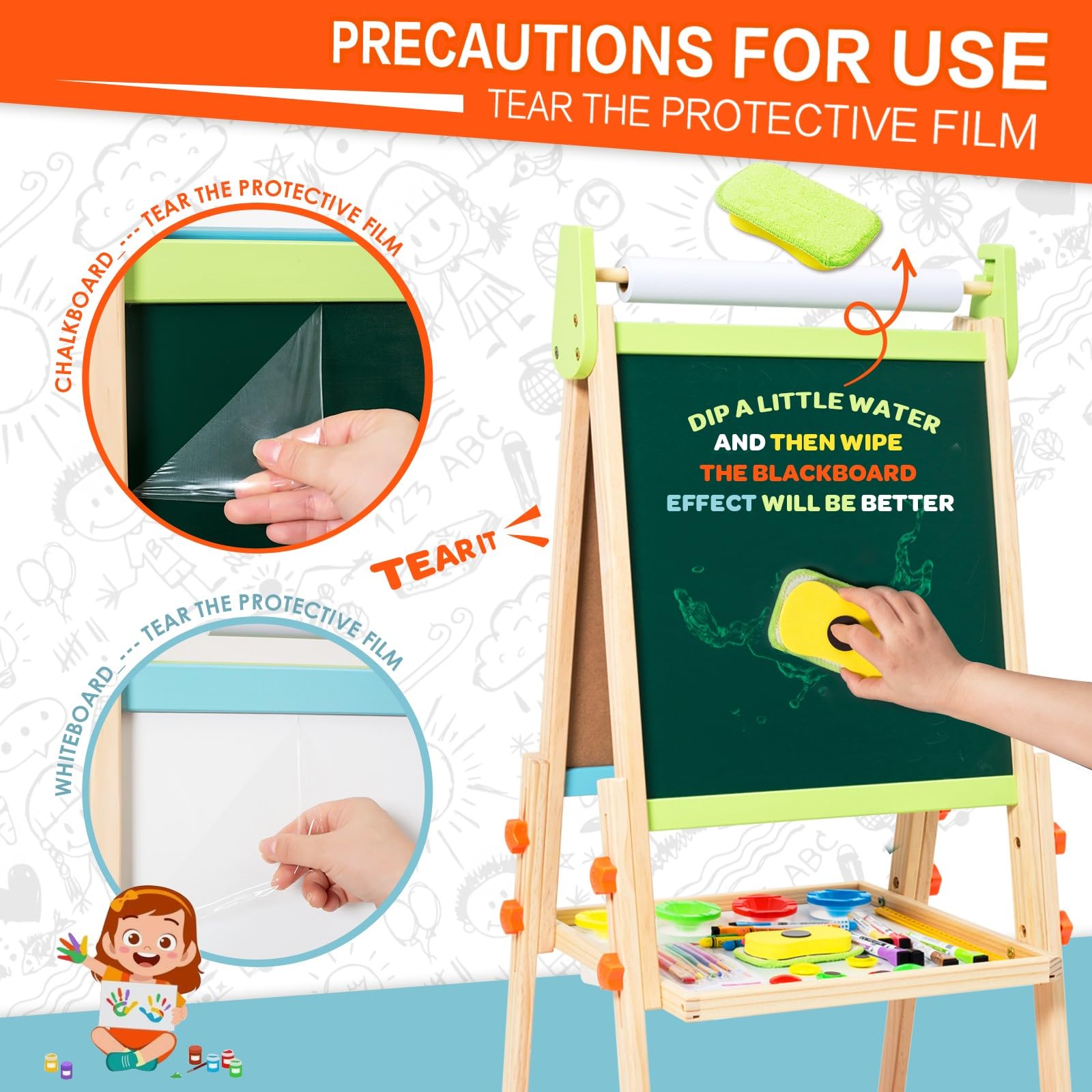 Rundad Kids Easel sturdy design supports shared art time