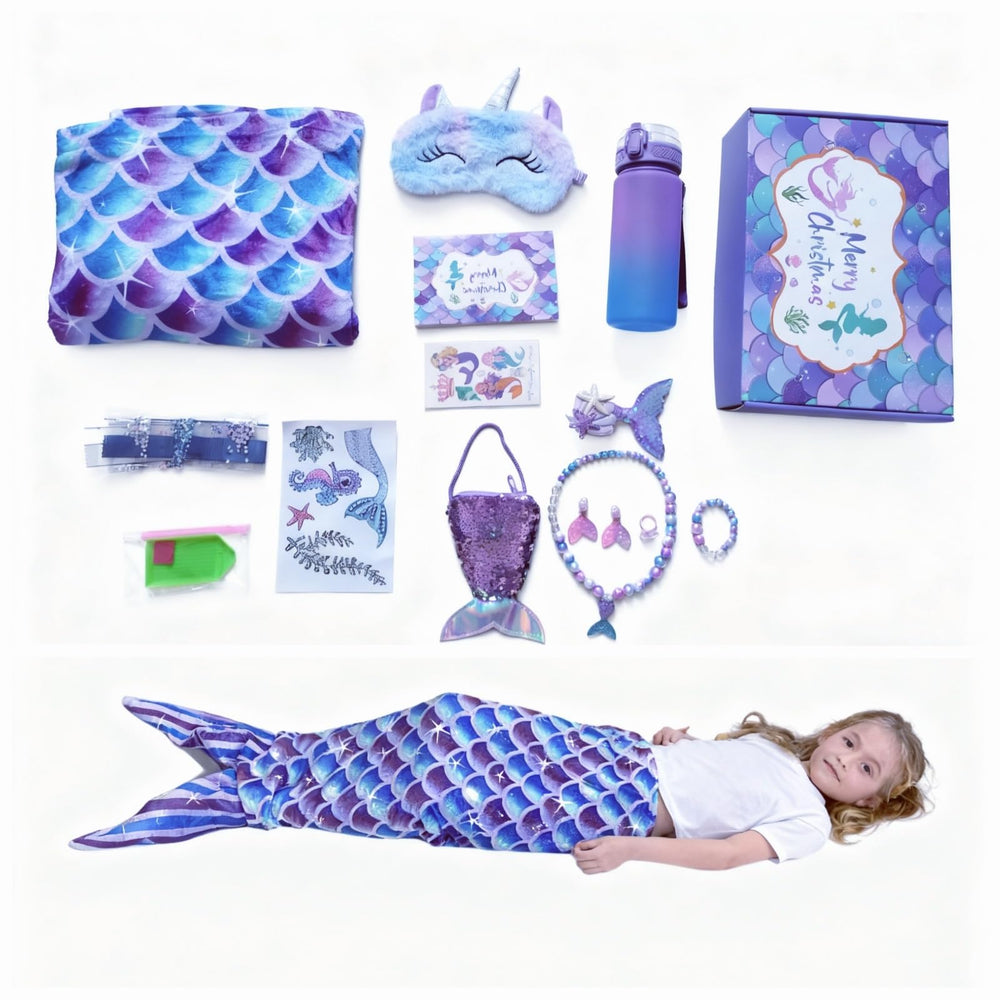 Runeaoys Mermaid Tail Blanket image showcasing cozy, snuggle-ready warmth for sleepovers.