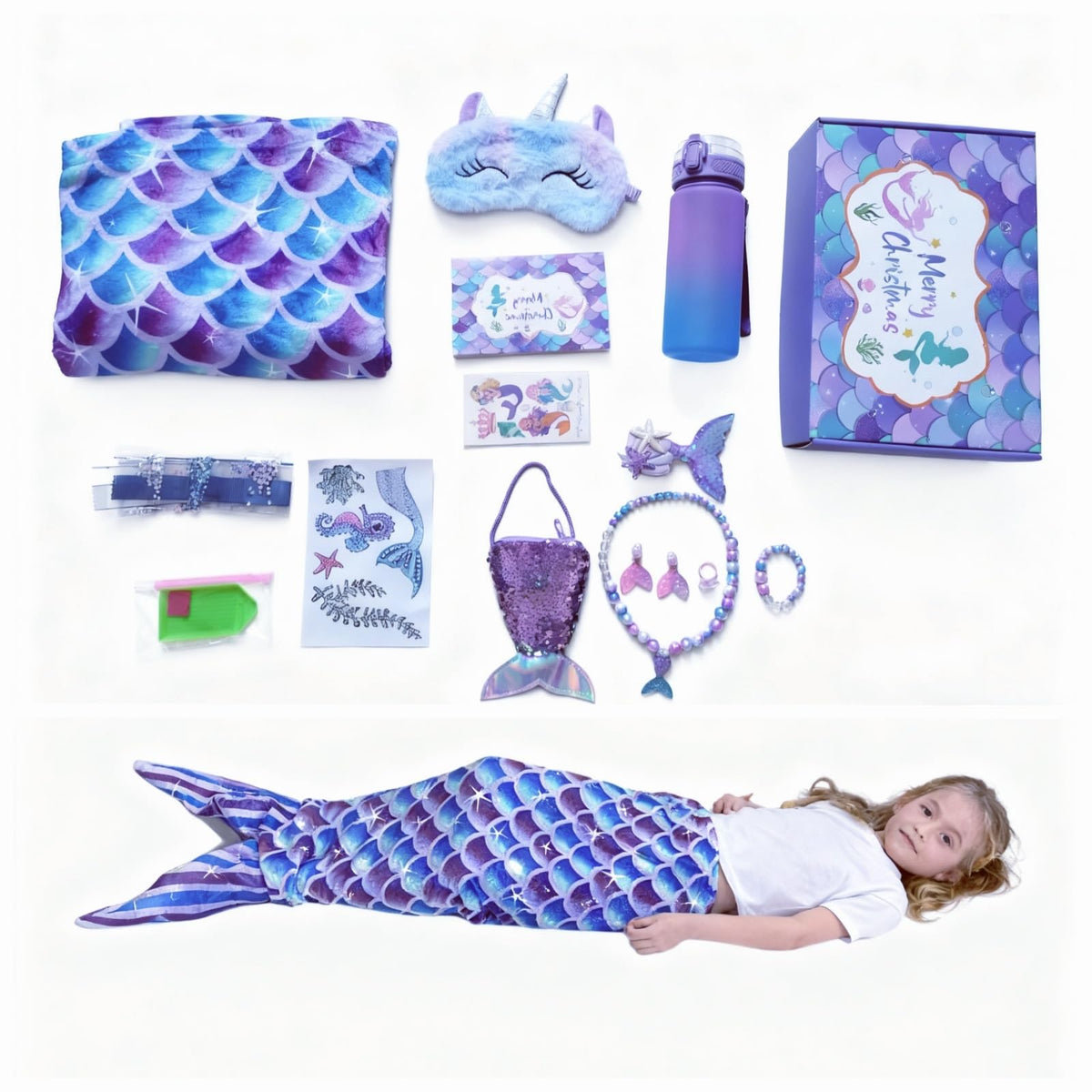Runeaoys Mermaid Tail Blanket image showcasing cozy, snuggle-ready warmth for sleepovers.