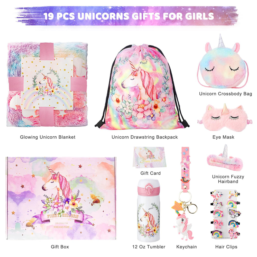 Runeaoys glow-in-the-dark unicorn blanket lights up bedtime stories.