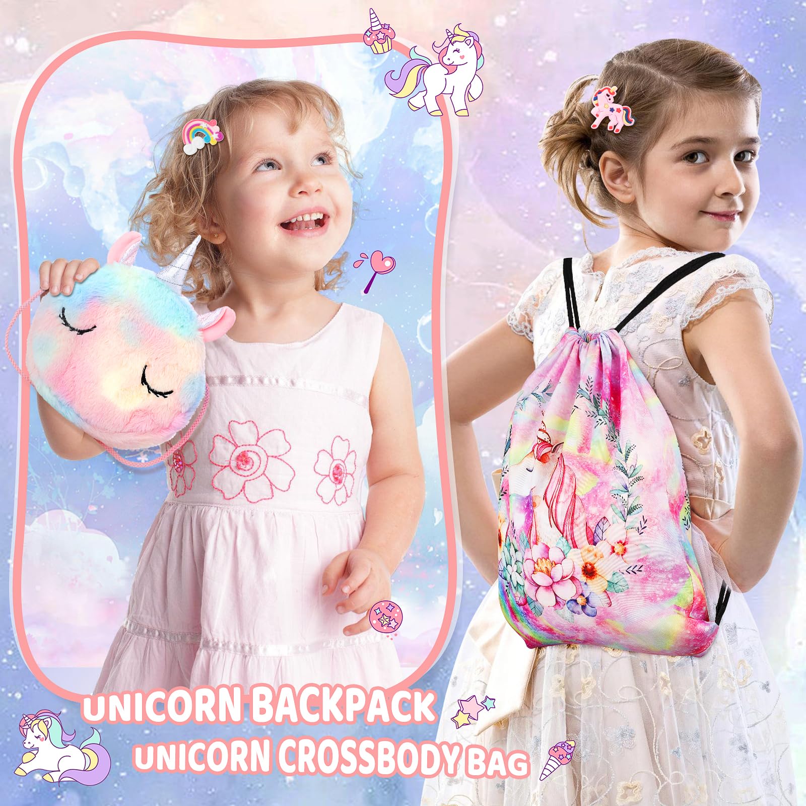 Runeaoys unicorn crossbody bag and backpack for kid-friendly daily adventures.
