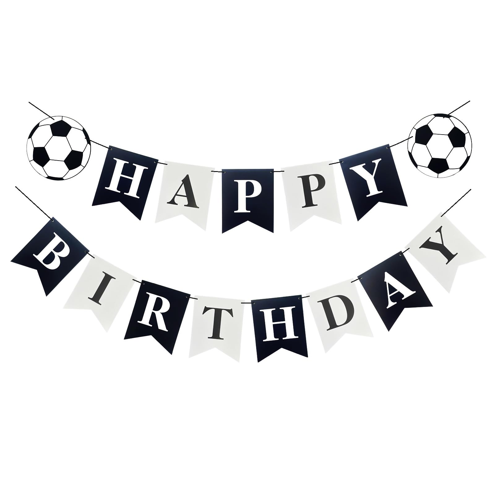 Runhiskii Soccer Banner flags spell HAPPY BIRTHDAY for a bold party backdrop