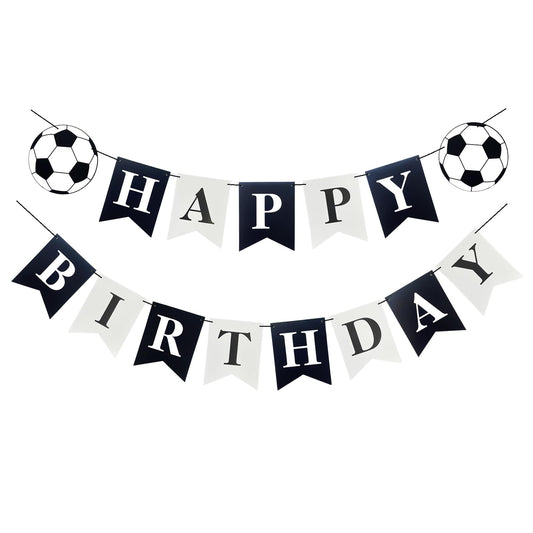 Runhiskii Soccer Banner flags spell HAPPY BIRTHDAY for a bold party backdrop
