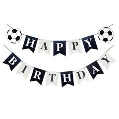 Runhiskii Soccer Banner flags spell HAPPY BIRTHDAY for a bold party backdrop