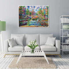 Runlycan Amsterdam Canal 1000-piece puzzle poster included, ready to frame after completion.