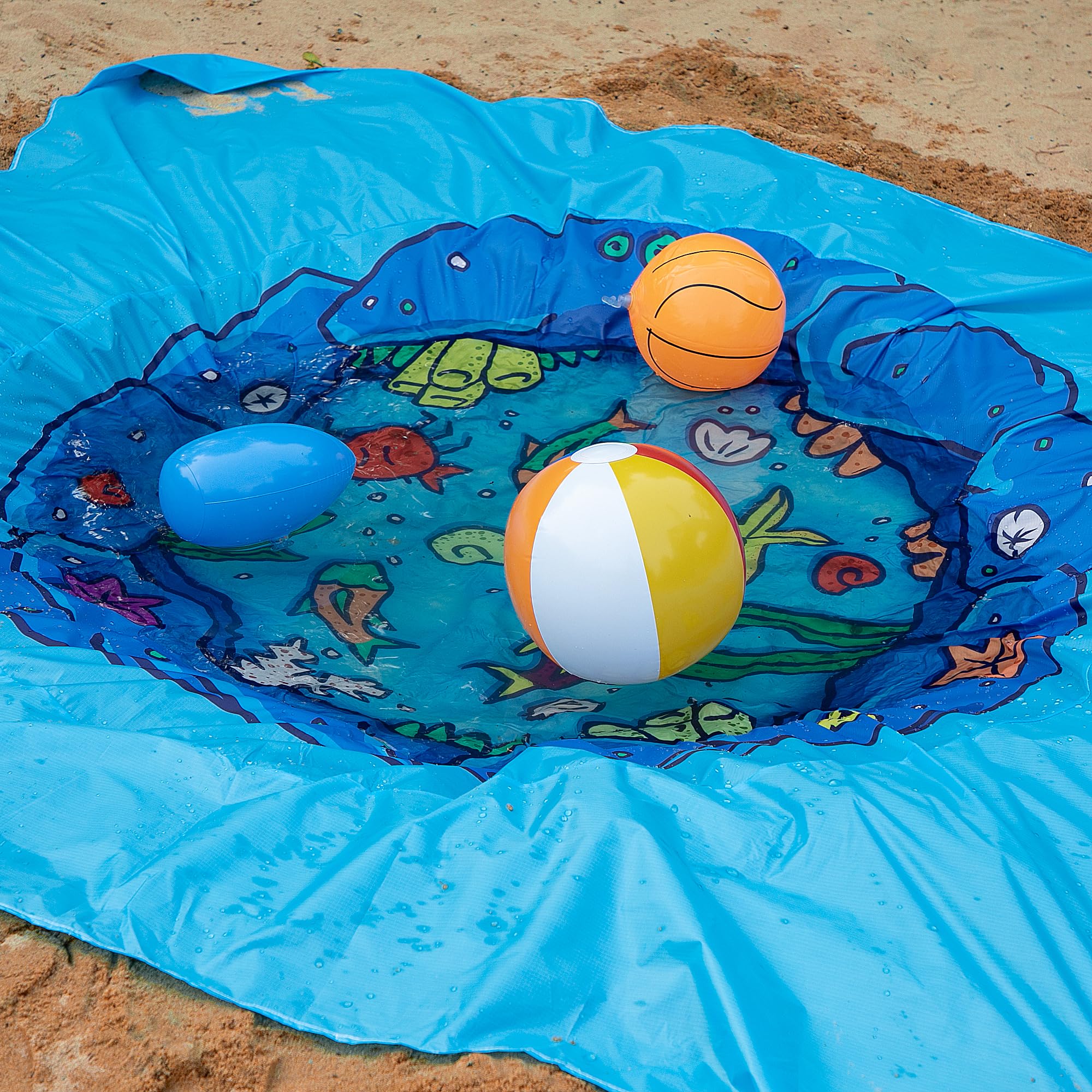 RunNico collapsible beach pool mat folds flat for compact travel and storage.