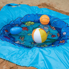 RunNico collapsible beach pool mat folds flat for compact travel and storage.