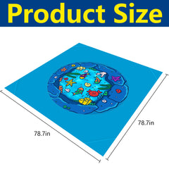 RunNico waterproof polyester beach mat demonstrates durability for sunny day play.