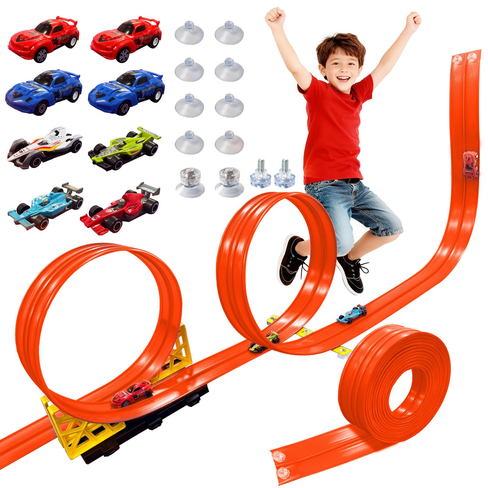 RuoKmaxx 16.5ft flexible race track being assembled for play.