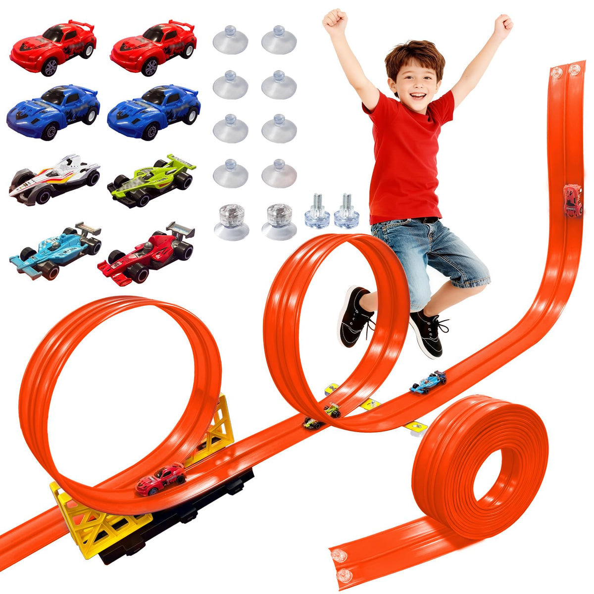 RuoKmaxx 16.5ft flexible race track being assembled for play.