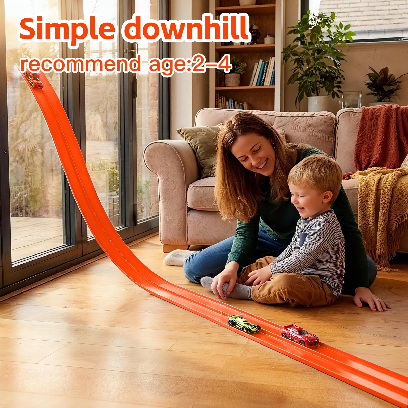 RuoKmaxx 16.5ft track laid on a sofa for quick indoor racing.