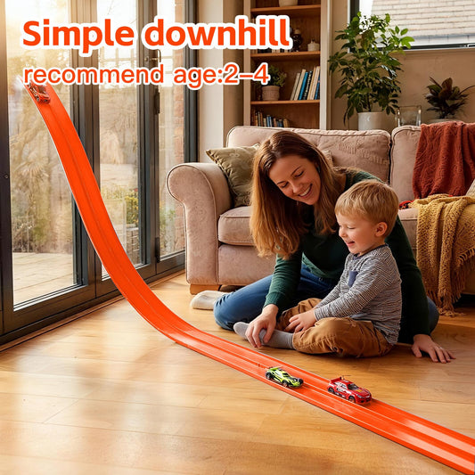 RuoKmaxx 16.5ft track laid on a sofa for quick indoor racing.