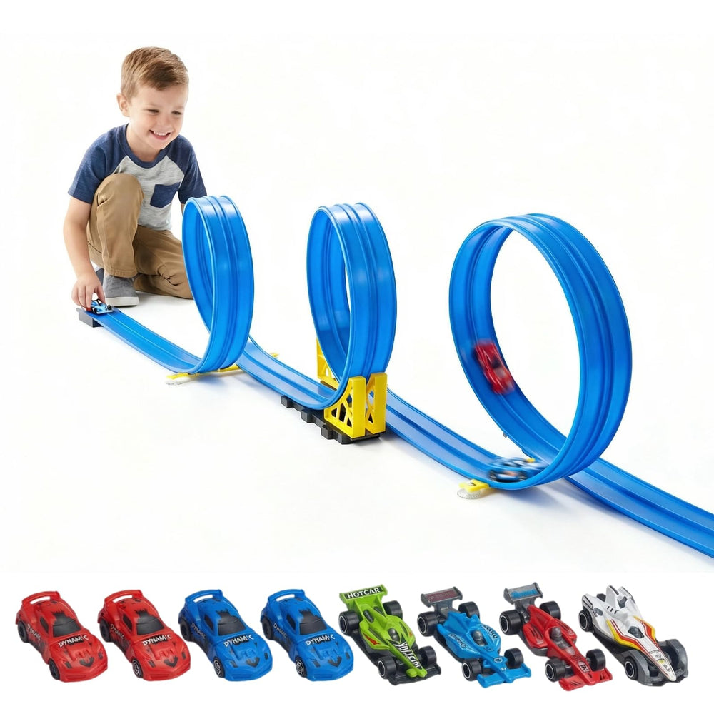 RuoKmaxx 16.5ft flexible race track assembly for indoor or outdoor racing.
