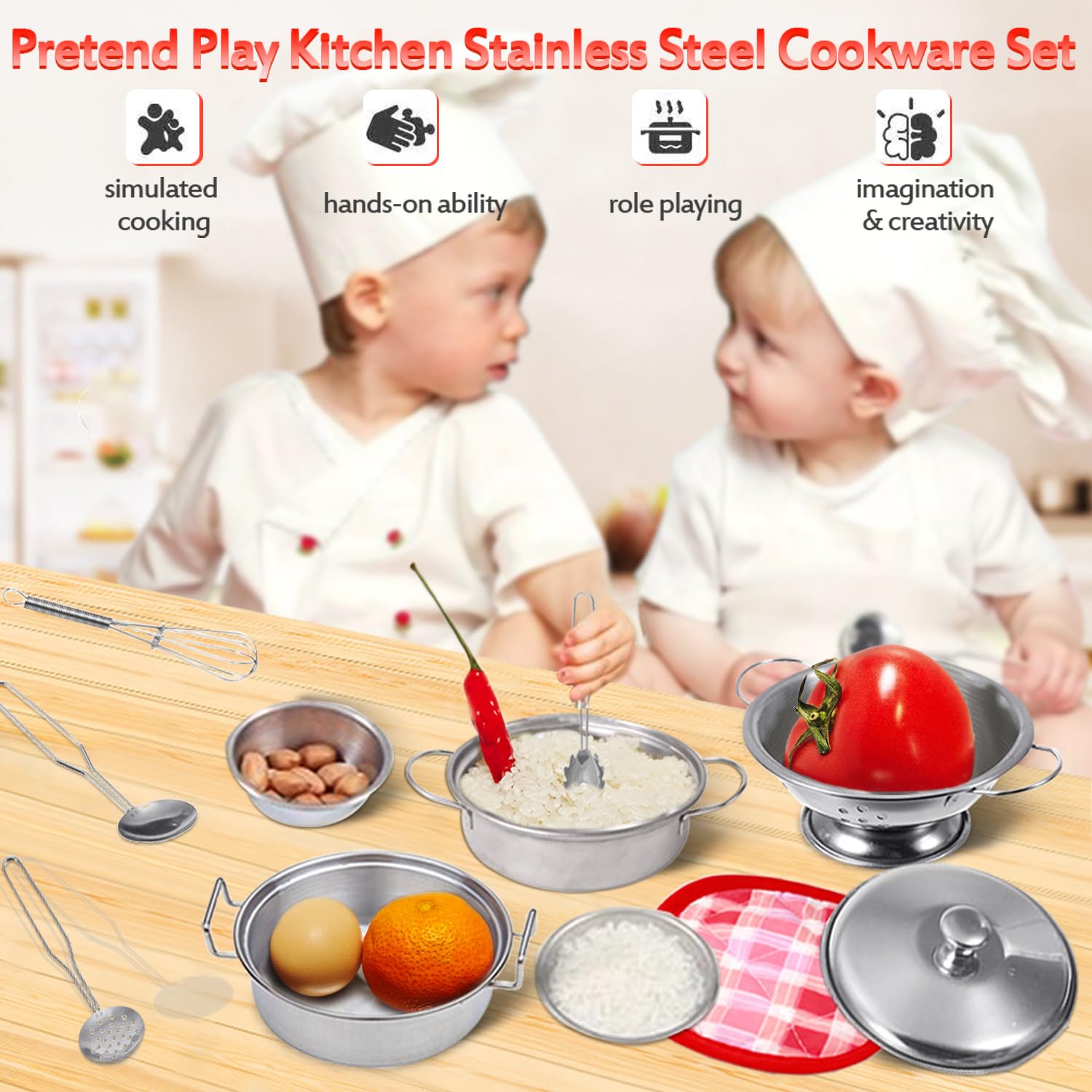 Rupnoflbui mini kitchen set soup pots with lids for realistic role play