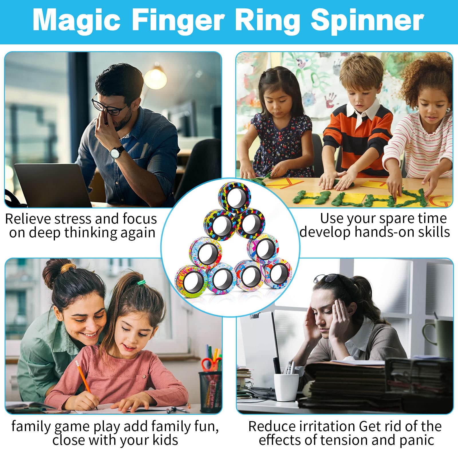 RURING adults spinning rings to aid concentration between tasks