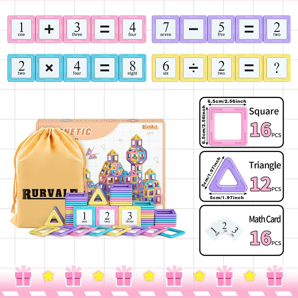 Rurvale 44-piece set includes math cards to support early counting skills.